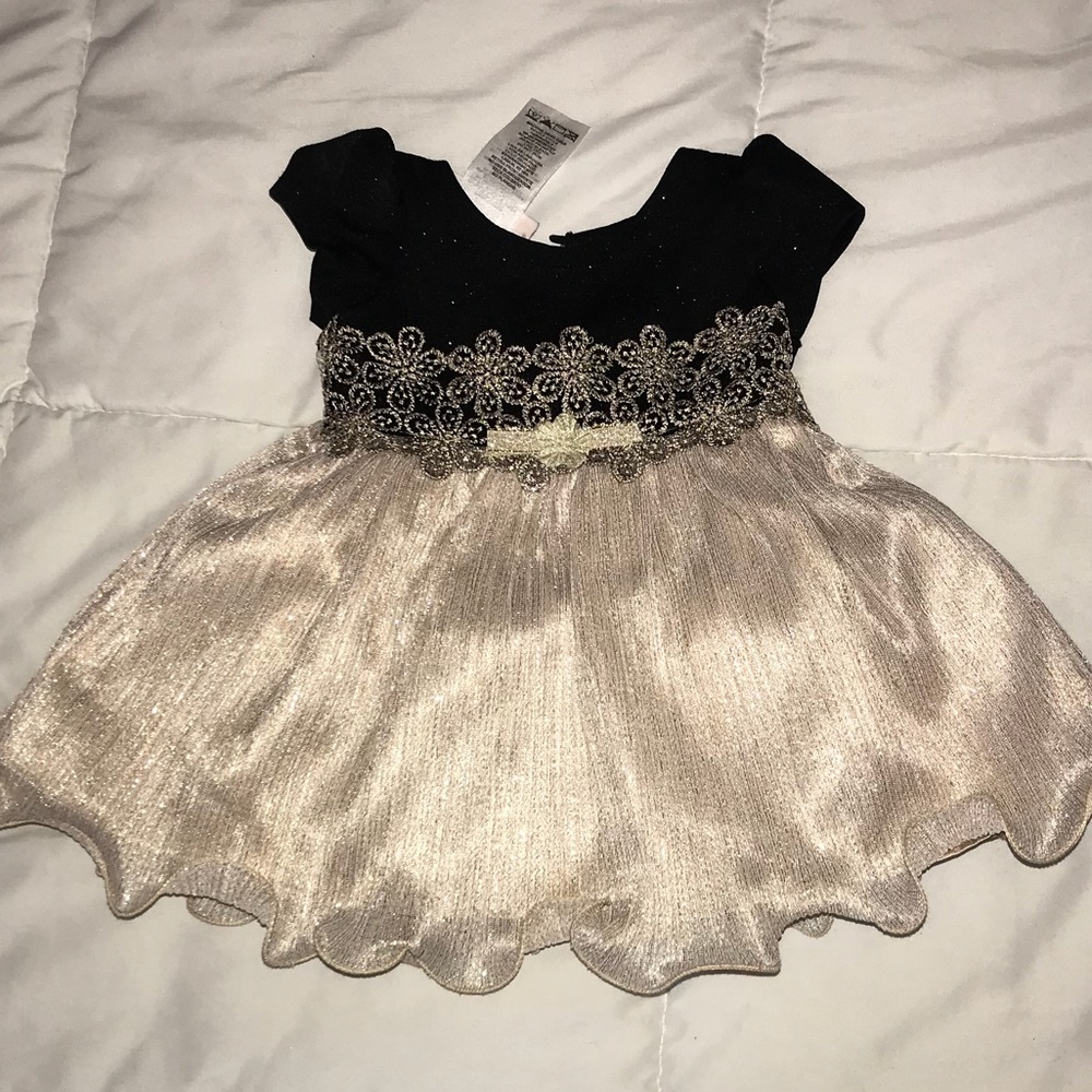 🎀  Black & Gold Baby Girl Dress 3-6 Months 🎀